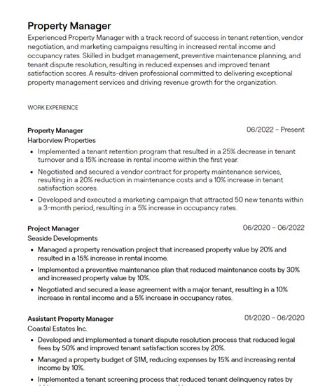manager resume summary|property manager resume summary.